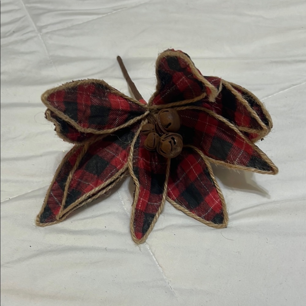 Plaid Fabric Leaf Ornament